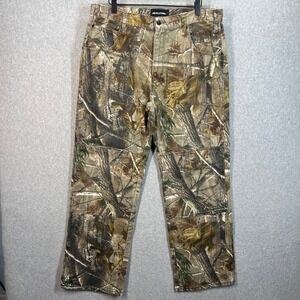 Realtree AP Camo Double Knee Work Pants Mens 36x32 Cotton Hunting 25191-AP